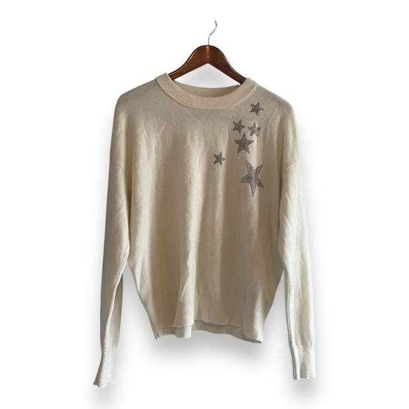 Zadig & Voltaire Sweaters - Zadig & Voltaire Gaby Strass Stars Cream Wool Cashmere Sweater Large